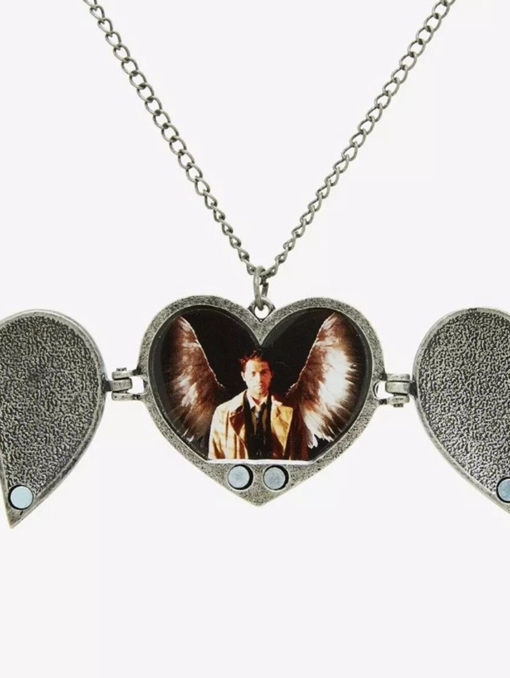 Supernatural Join The Hunt Bioworld Pewter Heart Castiel Wings Locket NWOT - Picture 17 of 17